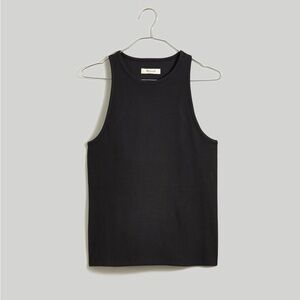 New Madewell Large Highneck Tank With Shelf Bra Black $38